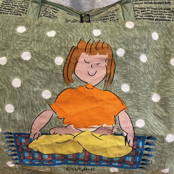 Sally Huss Yoga Poses Beach Duffle Tote Bag Large w Pocket & Inspiration Writing - Picture 4 of 16